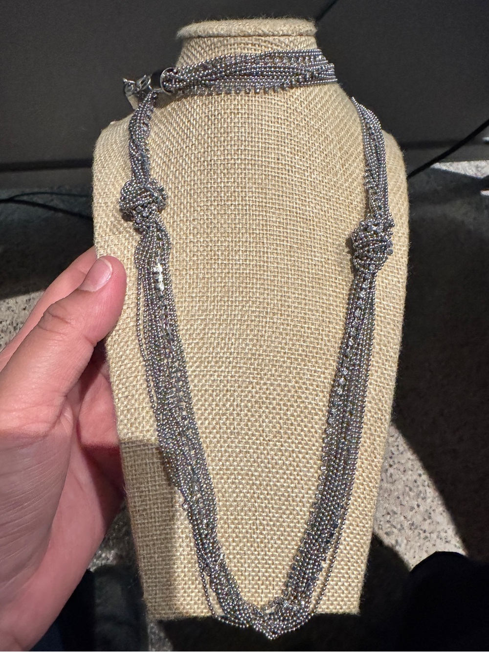 Vintage Silver Multi-Strand Knot Necklace - Elegant Women’s Jewelry
